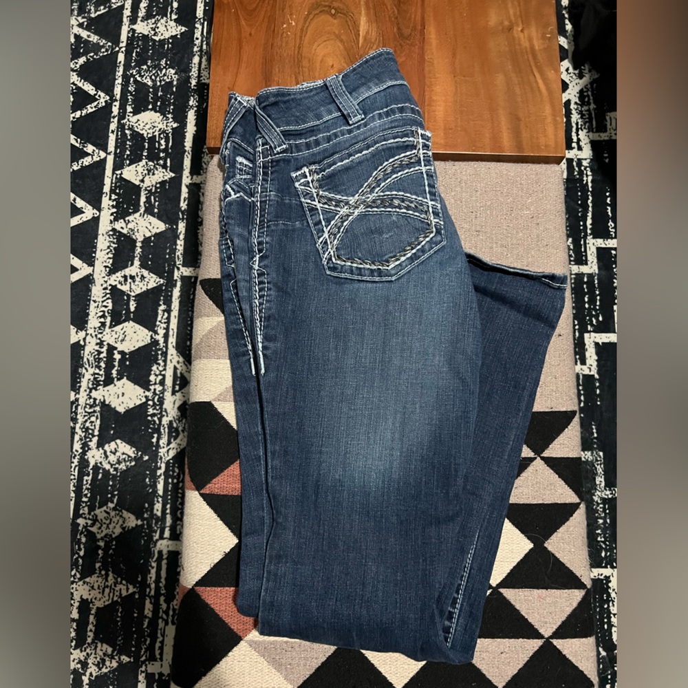 Ariat Dark Blue Boot Cut Jeans with White Stitching